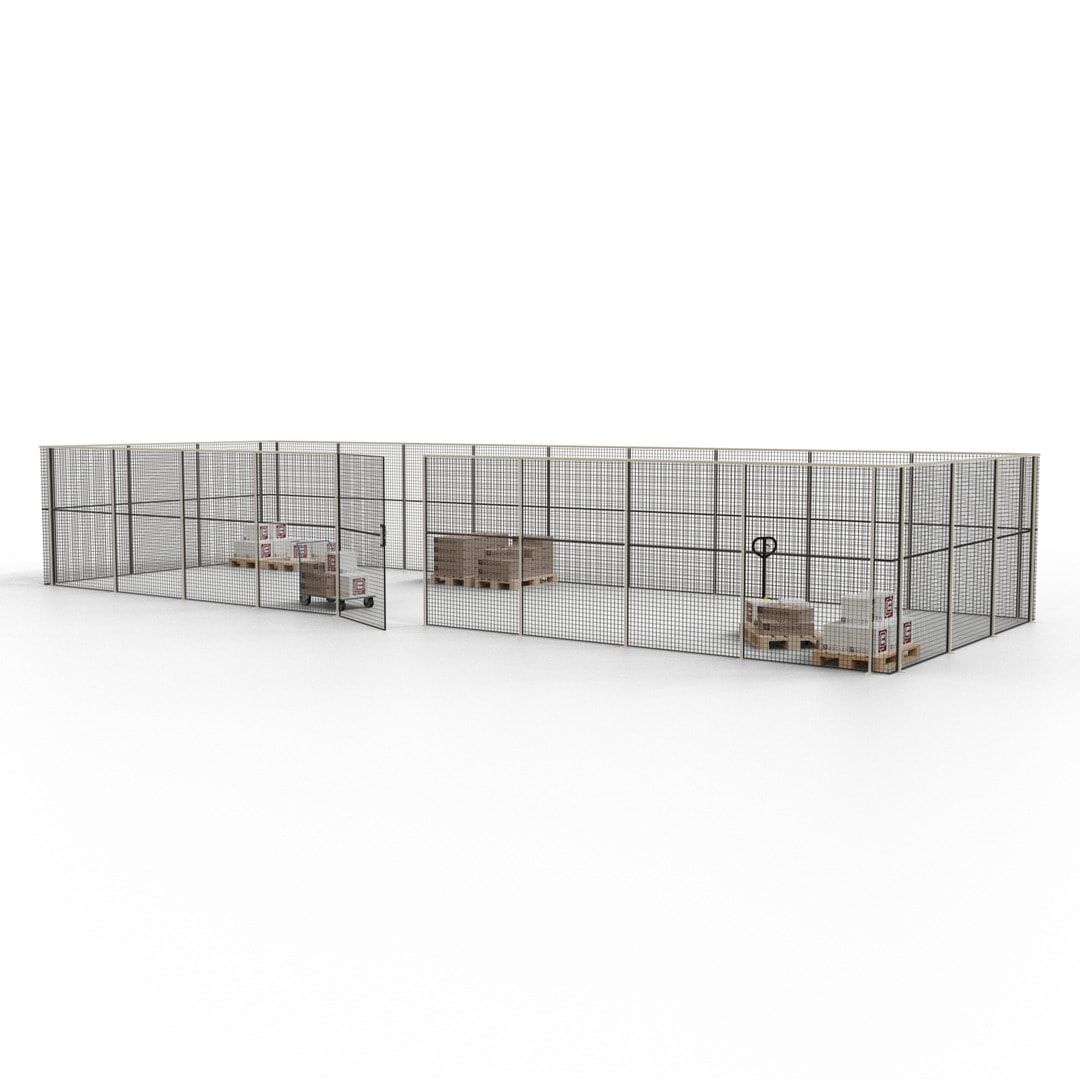 Maschinen Schutzgitter - Hallentrennwand - Sicherheitszaun - Tür - 36 m - 2.200 x 13.900 x 4.900 mm (HxBxT) - enzianblau