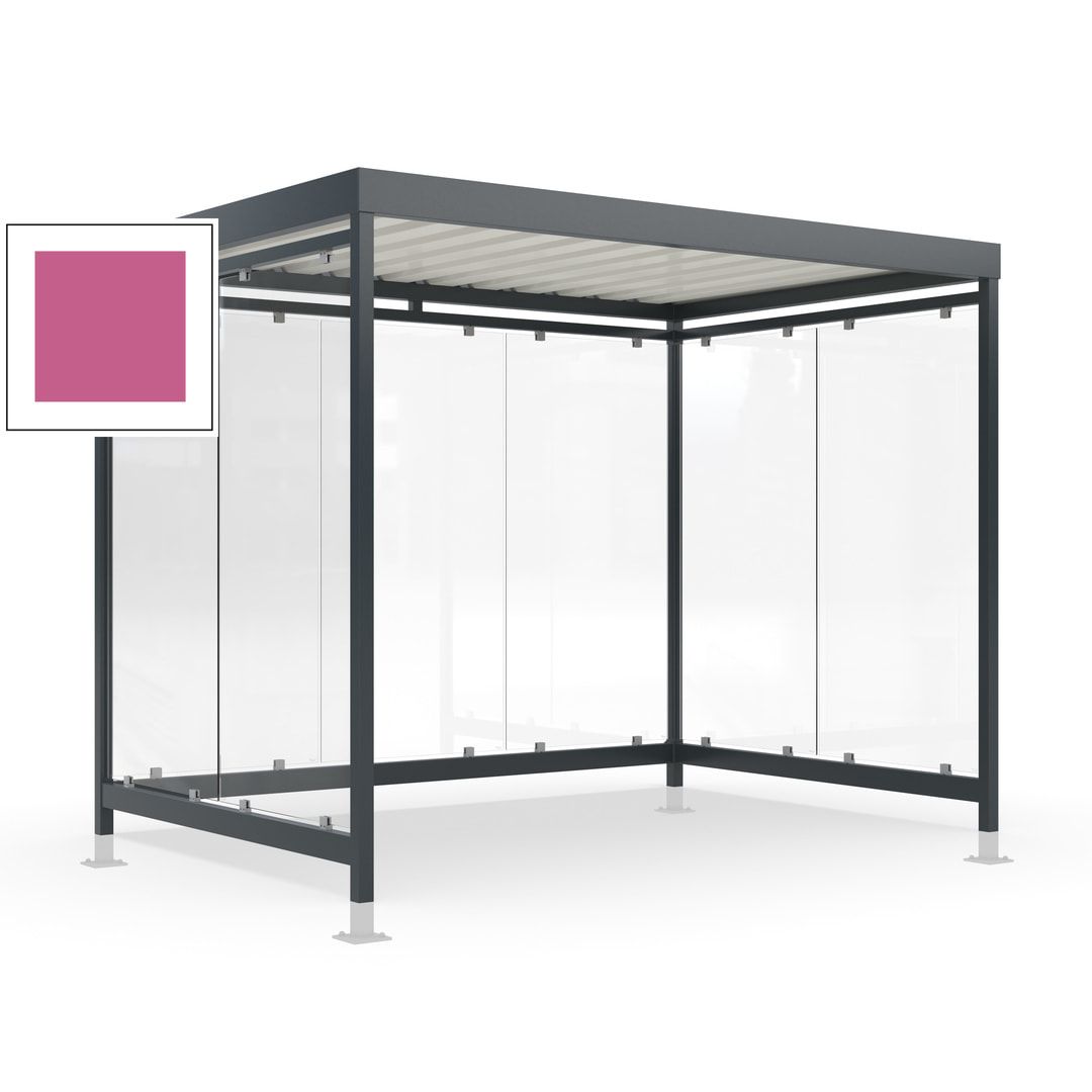 Raucherunterstand mit Überpflasterung, fertig montiert, Fahrgastunterstand, Bushaltestelle, 2.440 x 3.180 x 2.165 mm (HxBxT), 7 Wände, Achatgrau