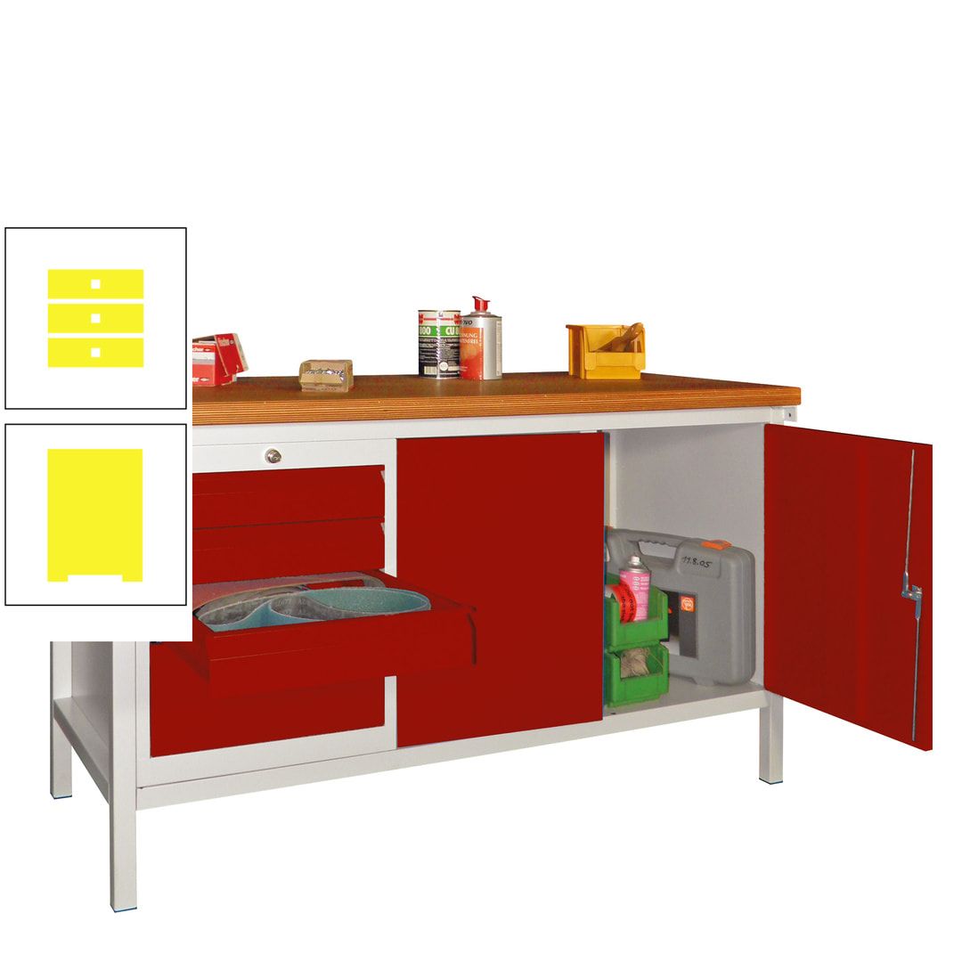 Werkbank mit Schubladenblock und Schrank - Traglast 1.050 kg - 900 x 1.500 x 700 (HxBxT) - anthrazitgrau