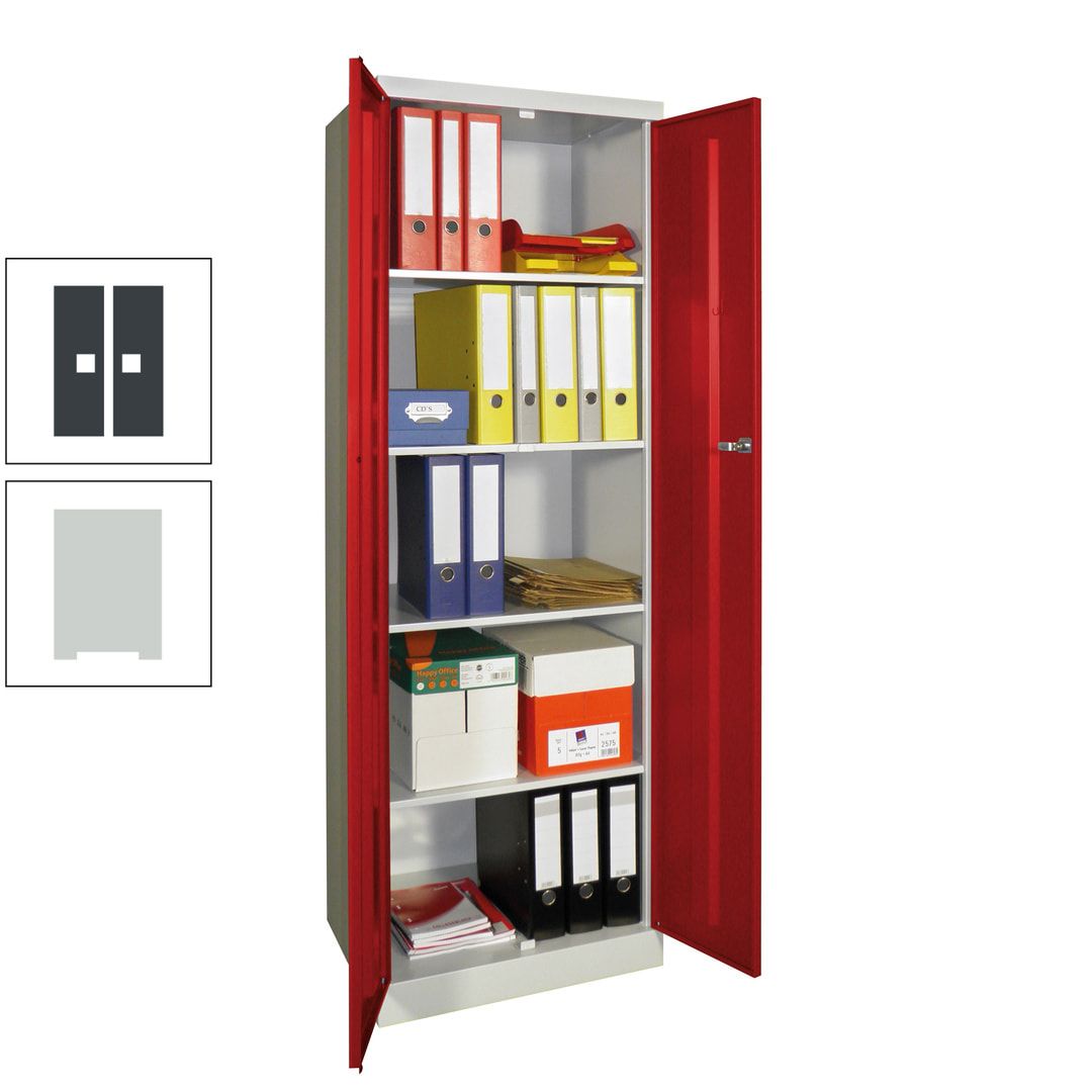 Aktenschrank - Sockel - 4 Böden - 1.800x600x500 mm (HxBxT) - Zylinderschloss - anthrazitgrau