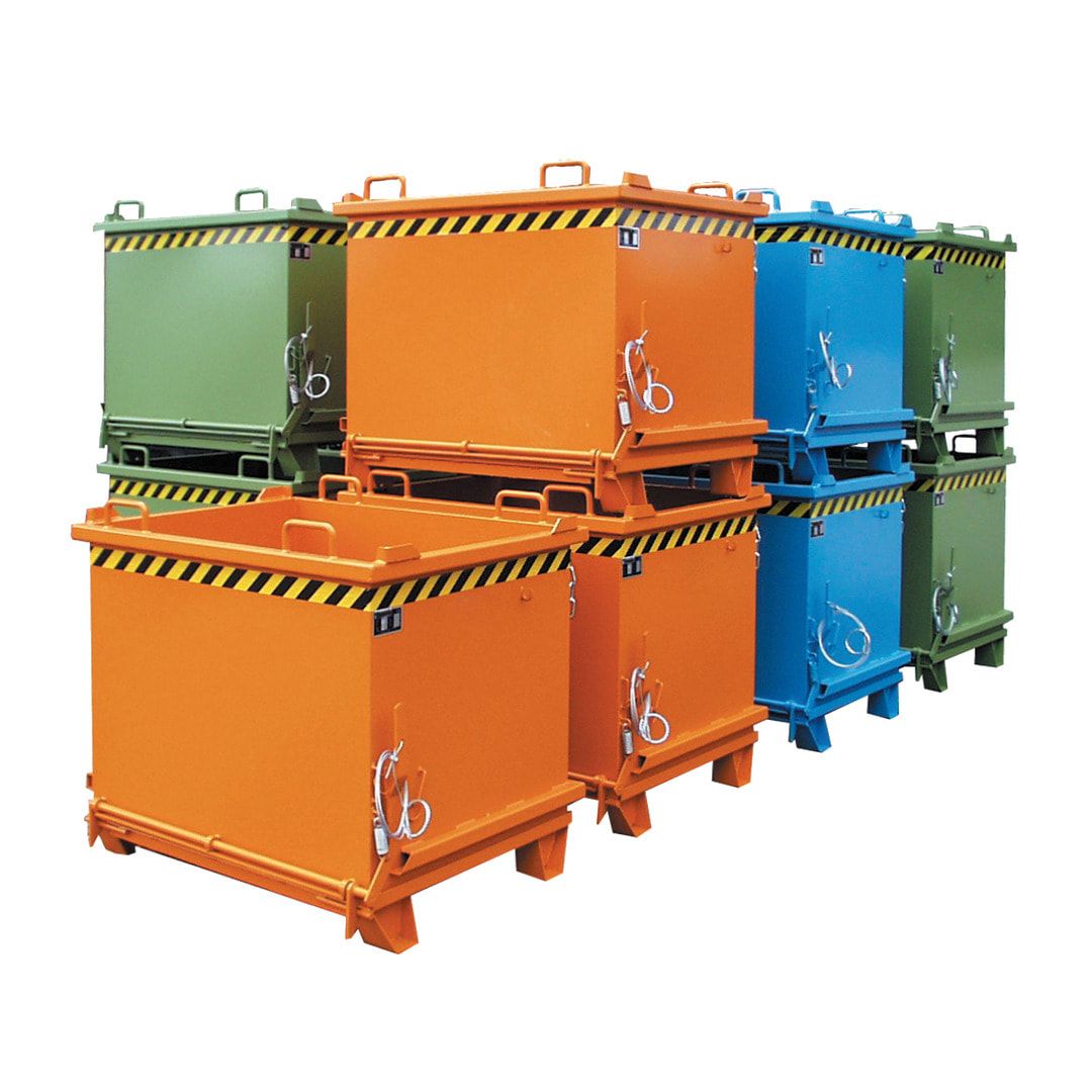 BAUER Klappbodenbehälter - stapelbar - Volumen 1.000 l - 2.000 kg - feuerrot