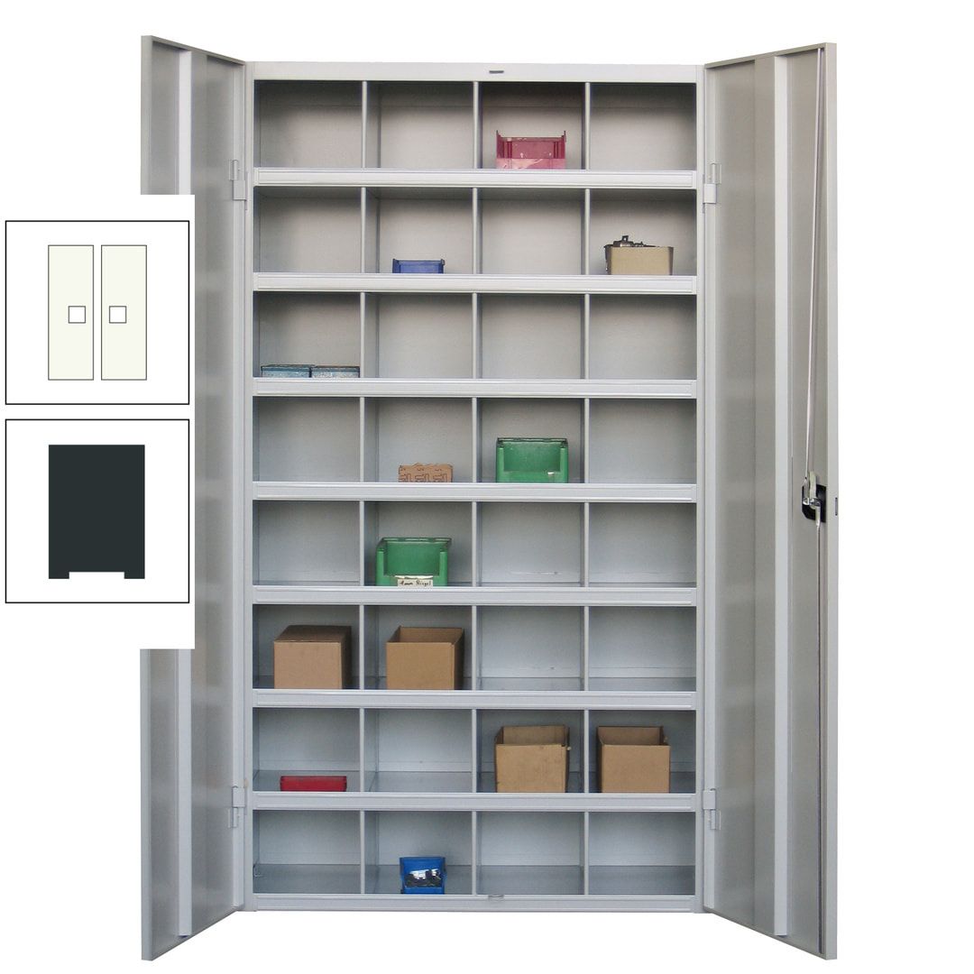 Fächerschrank - Sortierstation - Büroschrank - 32 Fächer - 1.800 x 1.000 x 530 mm (HxBxT) - Materialschrank - anthrazitgrau