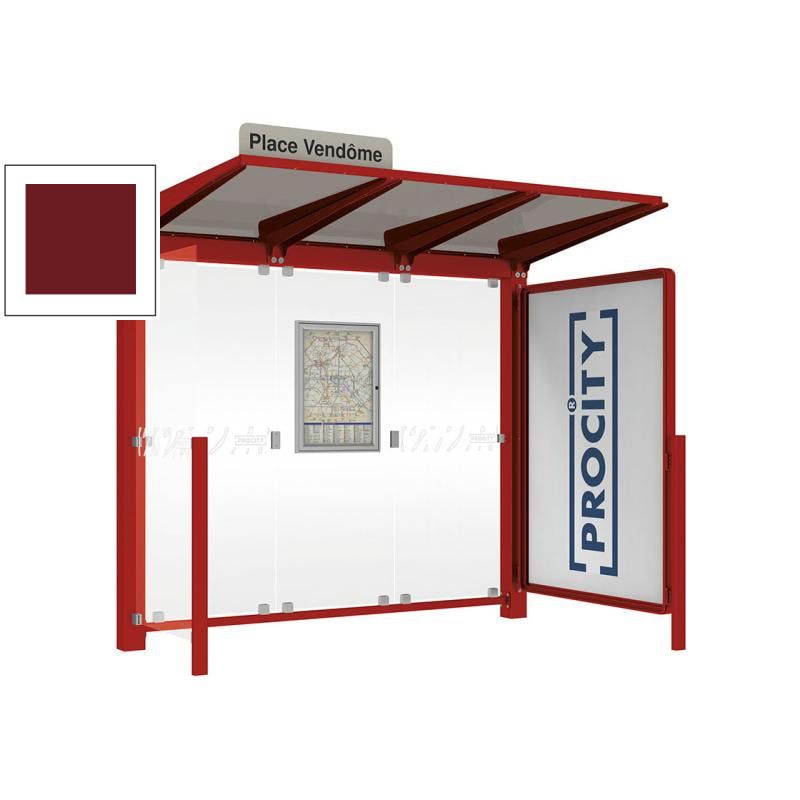 Buswartehalle - Unterstand - Fahrplankasten - Haltestellenschild - Seitenwand - Schaukasten- 2.390 x 2.500 x 1.500 mm (HxBxT) - enzianblau