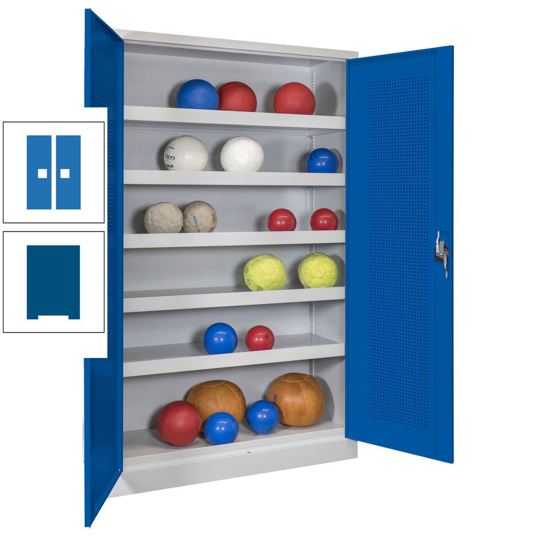 Ballschrank - Lochfeldtüren - 5 Böden - 1.950x1.200x500 mm (HxBxT) - anthrazitgrau