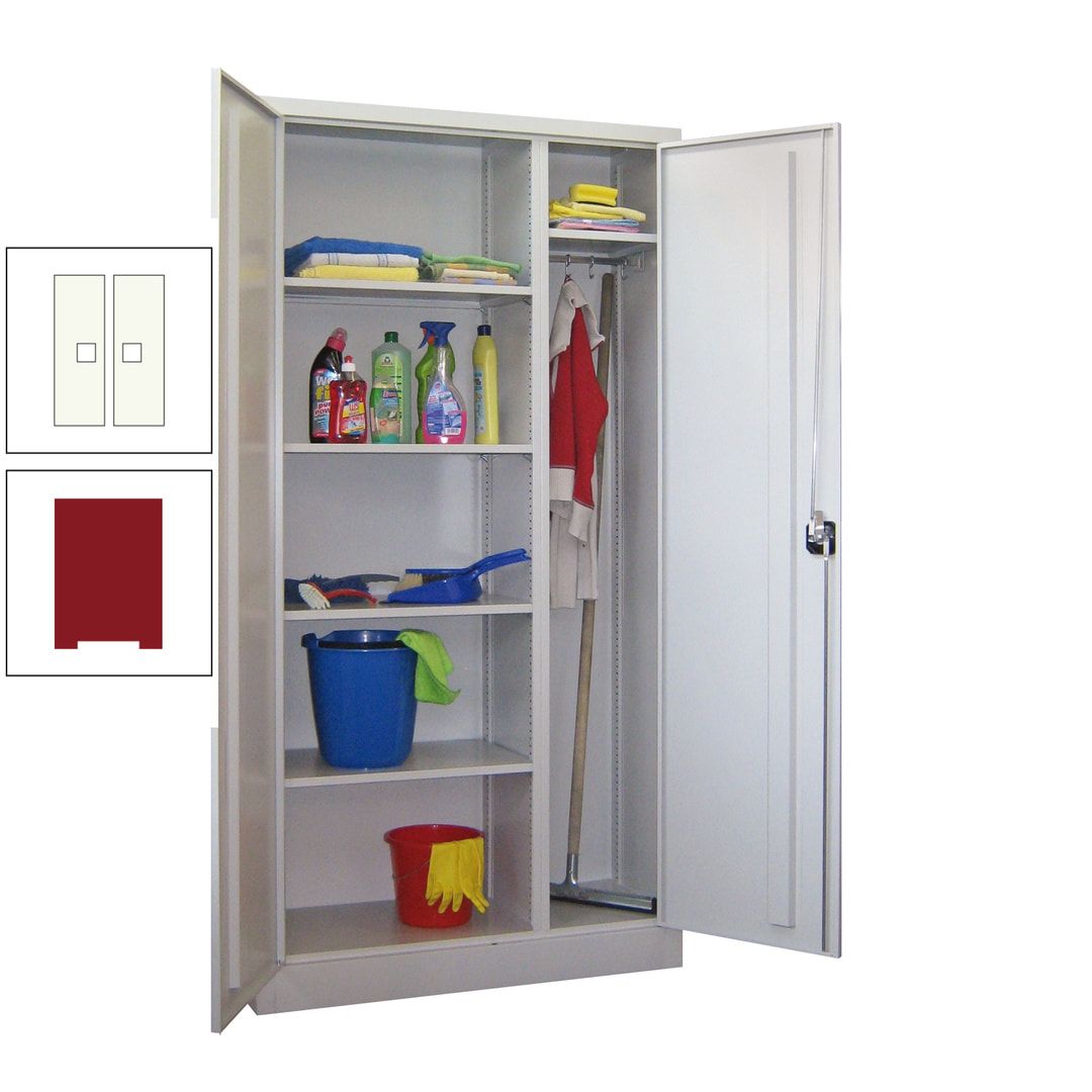 Putzschrank mit Trennwand - 1.950x1.000x400 mm (HxBxT) - Böden pulverbeschichtet - anthrazitgrau