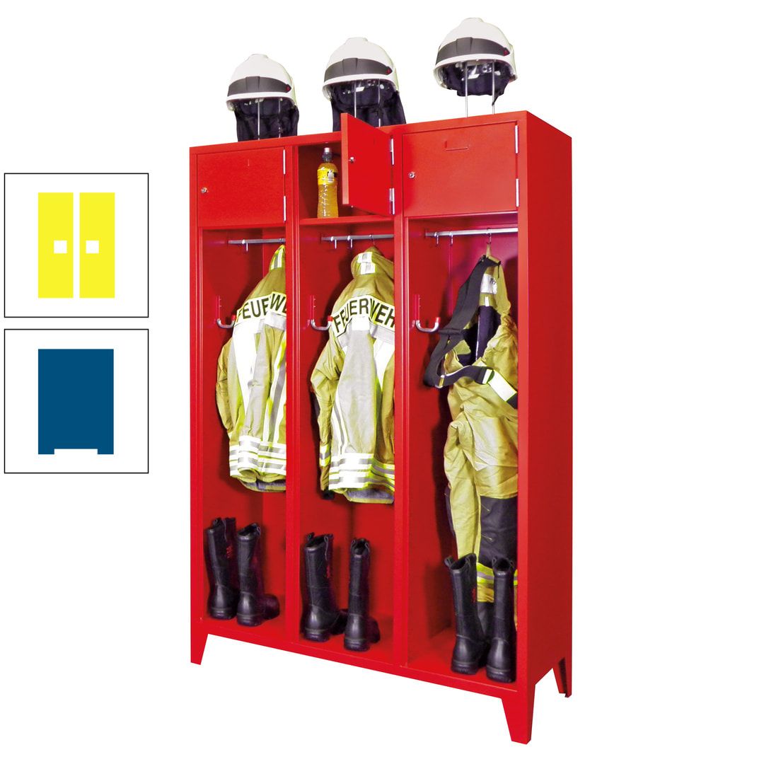 Feuerwehrschrank - 2 Abteile - Ablagefach mit Tür, Etikettenrahmen - 2.100 x 830 x 500 mm (HxBxT) - anthrazitgrau