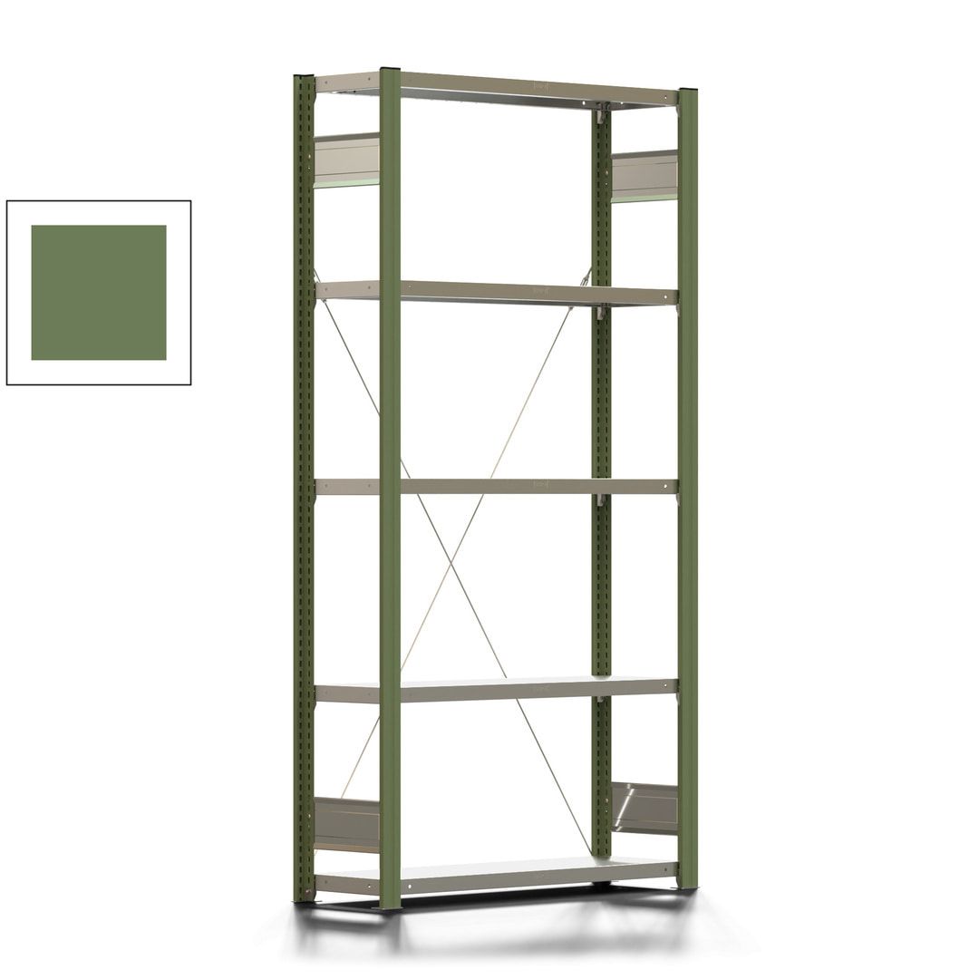 Fachbodenregal mit Tiefenriegel - 350 kg - 2.000 x 1.005 x 326 mm (HxBxT) - Anbauregal - 5 Böden - enzianblau - Lagerregal - Steckregal BERT
