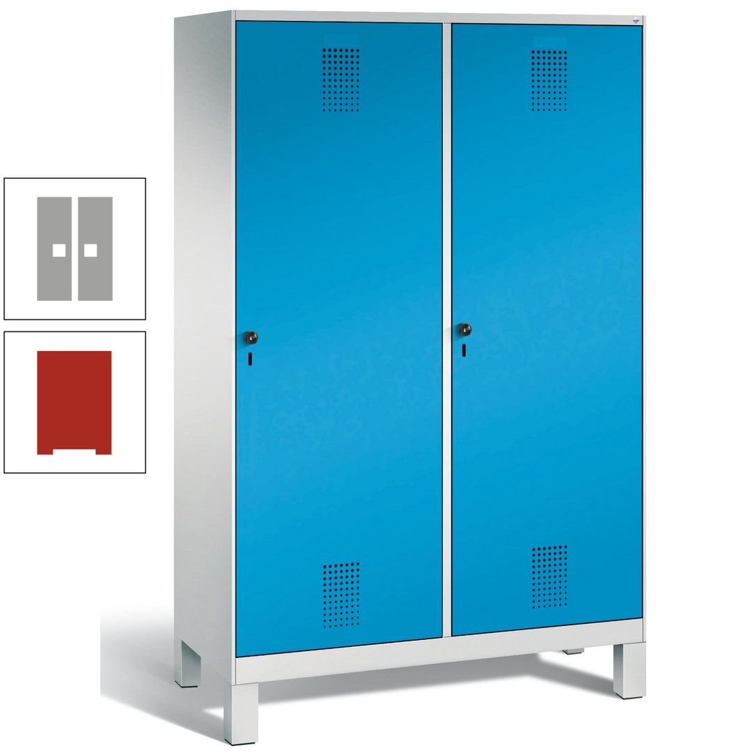 Doppel-Spind, Garderobenschrank, 2 Türen für 4 Abteile a 300 mm, Korpus anthrazitgrau, Türen anthrazitgrau, 1.850 x 1.200 x 500 mm (HxBxT)