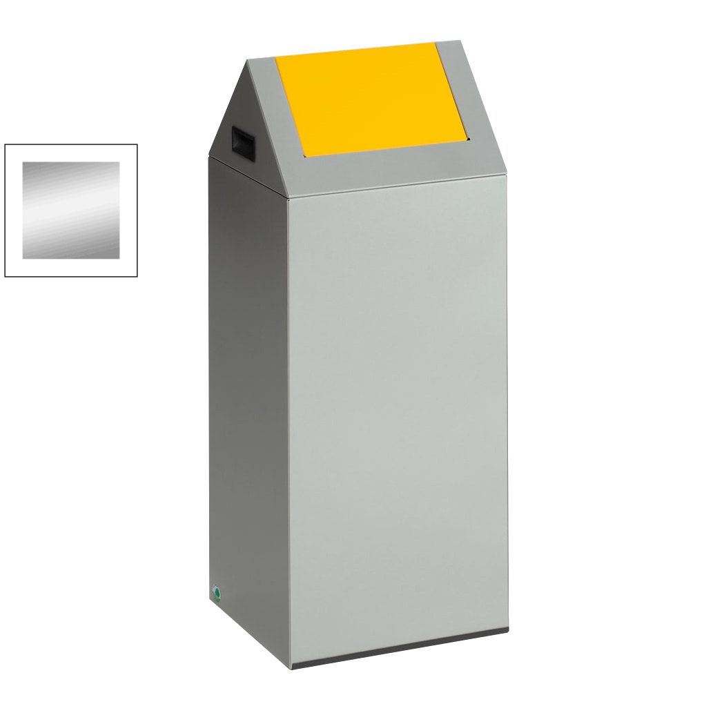 Selbstlöschender Wertstoffsammler - Kopfteil rund - 43 l - antik-silber/blau - Höhe 600 mm - Abfallbehälter