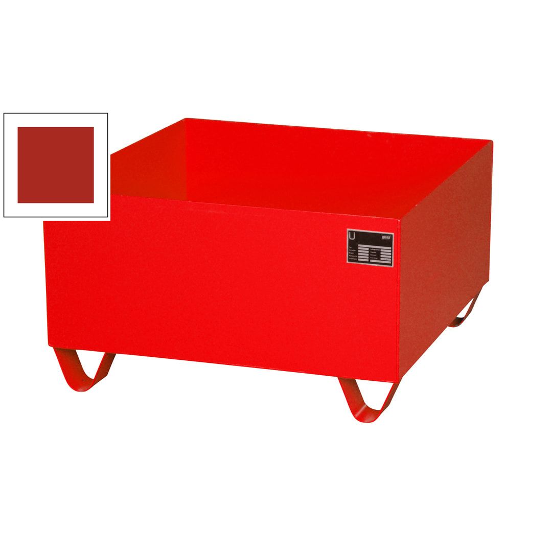 Auffangwanne - 800 x 800 mm (BxT) - 210 l - Füße - feuerrot
