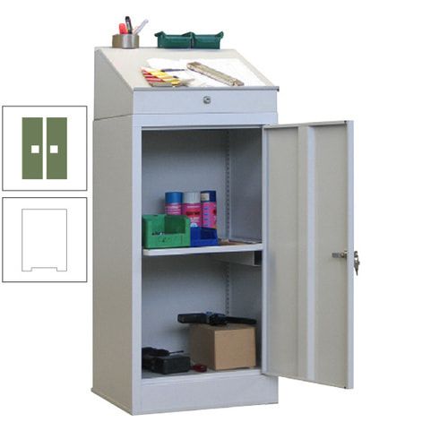 Stehpult mit Schrank - Vollblechtür - Zylinderschloss - 1 Ausziehboden - 1.270x500x500 mm (HxBxT) - anthrazitgrau
