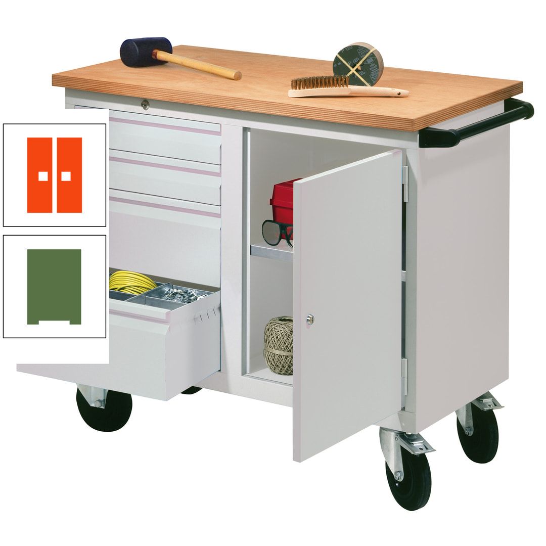 Mobile Werkbank - Werkstattwagen - 915 x 1.090 x 600 mm - 4 Schubladen und Schrankfach - anthrazitgrau