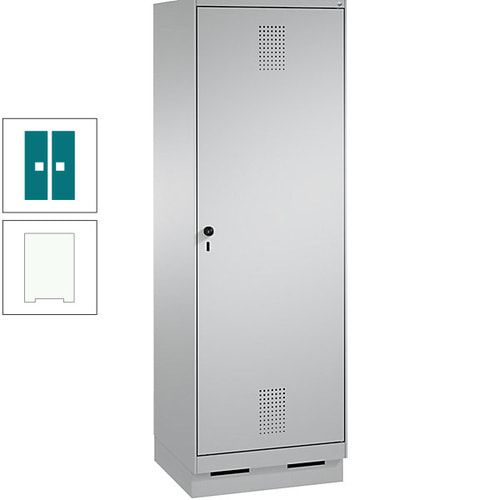 Doppel-Spind, Garderobenschrank, 1 Tür für 2 Abteile a 300 mm, Korpus anthrazitgrau, Türen anthrazitgrau, 1.800 x 600 x 500 mm (HxBxT)