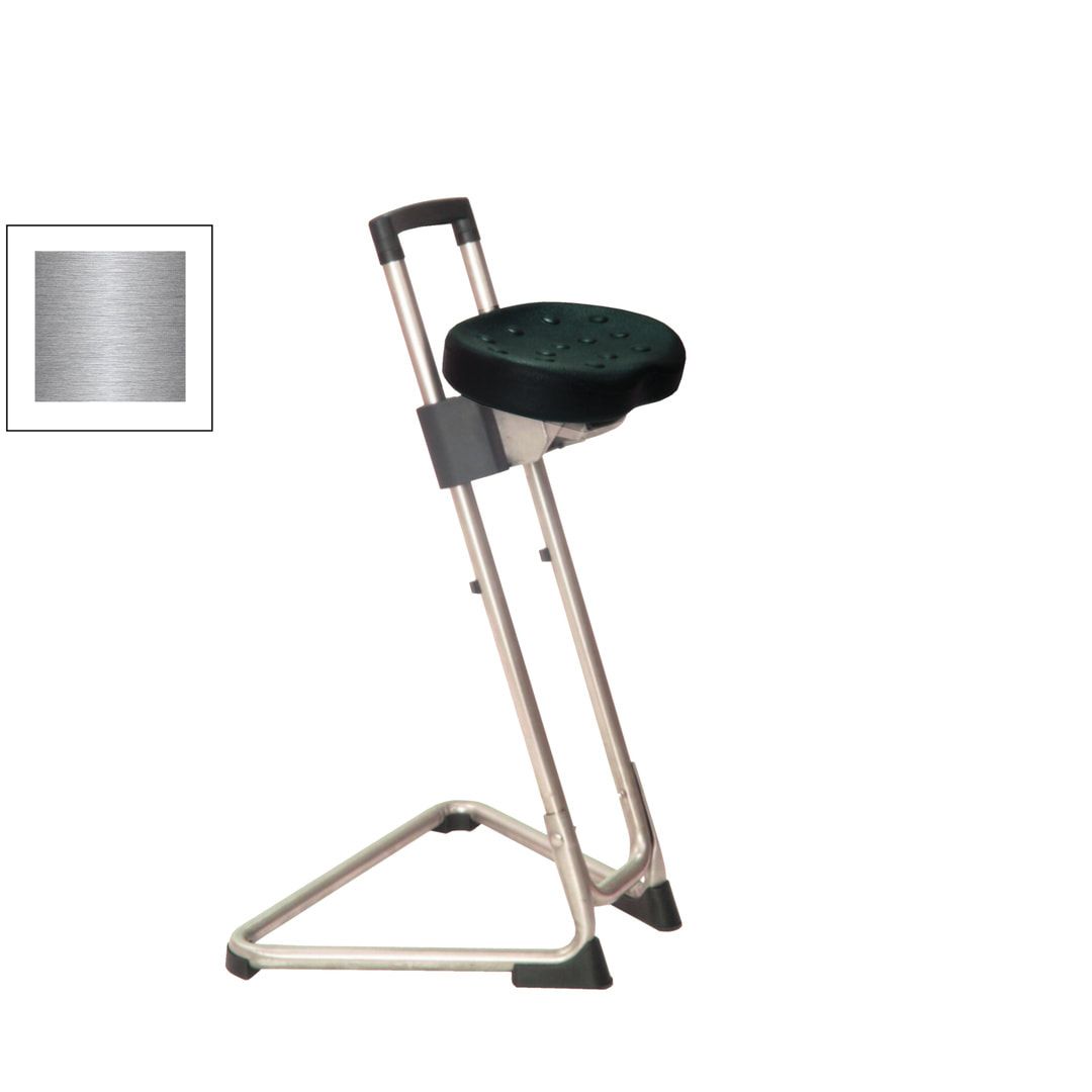 ESD Stehhilfe - antistatisch - Sitzhöhe 600 bis 850 mm - Sitz PU schwarz - Gestell Edelstahl