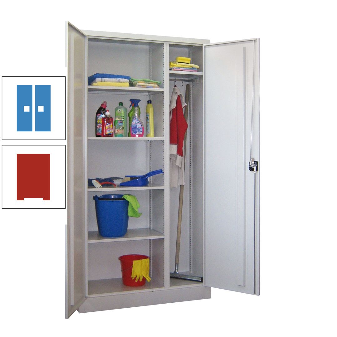 Putzschrank mit Trennwand - 1.950x1.000x400 mm (HxBxT) - Böden pulverbeschichtet - anthrazitgrau