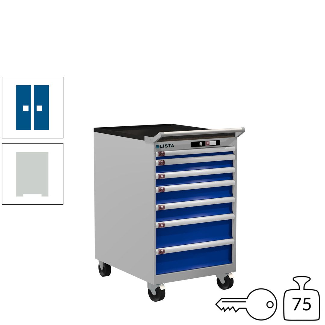 Lista Schubladenschrank - 14.372.010 - 990 x 564 x 725 mm (HxBxT) - 7 Schubladen - 75 kg - Key Lock - lichtblau (RAL 5012)