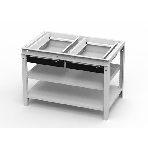 OTTOKIND Werkbank - bündige Arbeitsplatte - 850 x 1.150 x 750 mm (HxBxT) - 2 Schubladen - 2 Ablageböden - lichtgrau