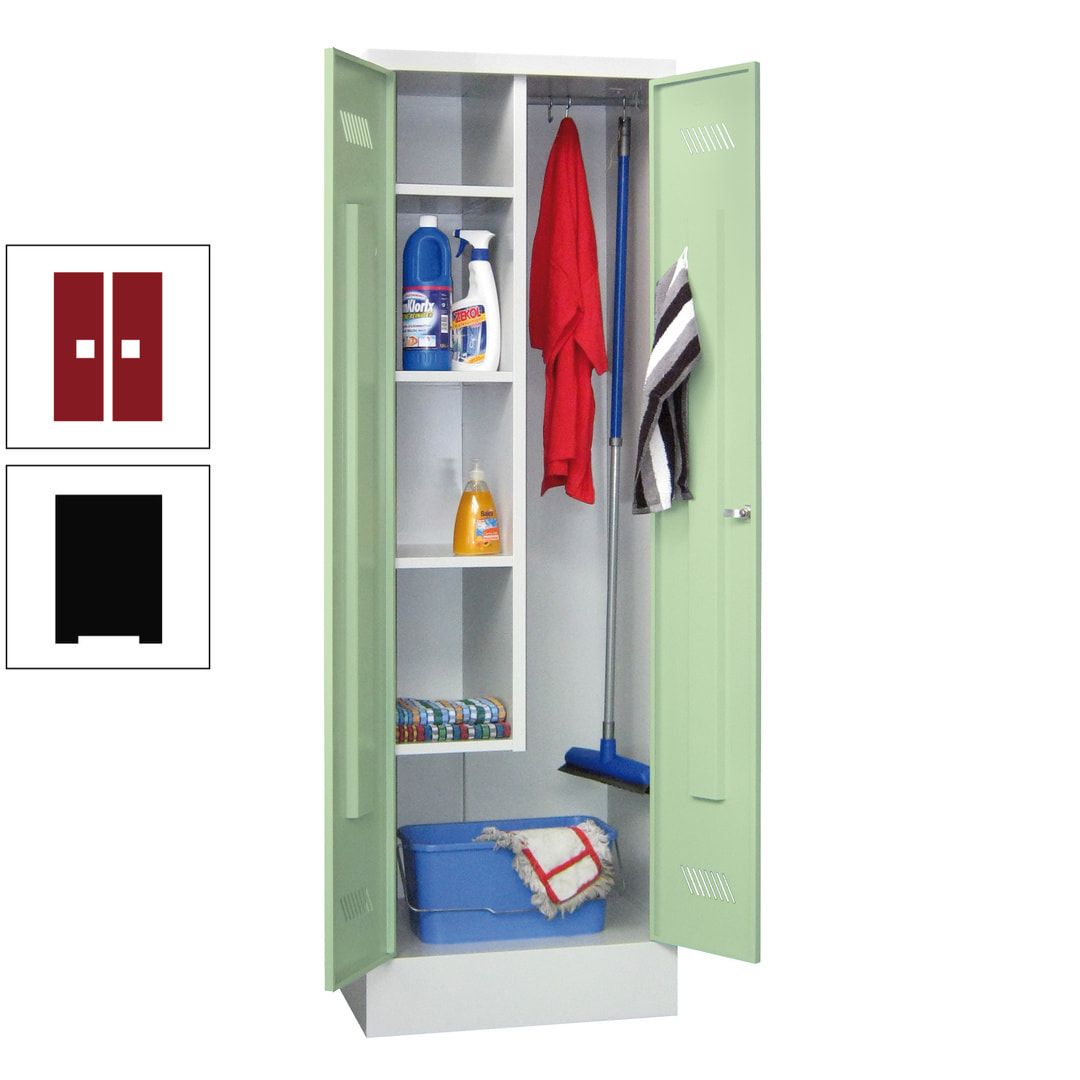Putzschrank mit Sockel - 1 Abteil mit Trennwand - 1.850x600x500 mm (HxBxT) - Drehriegel - anthrazitgrau