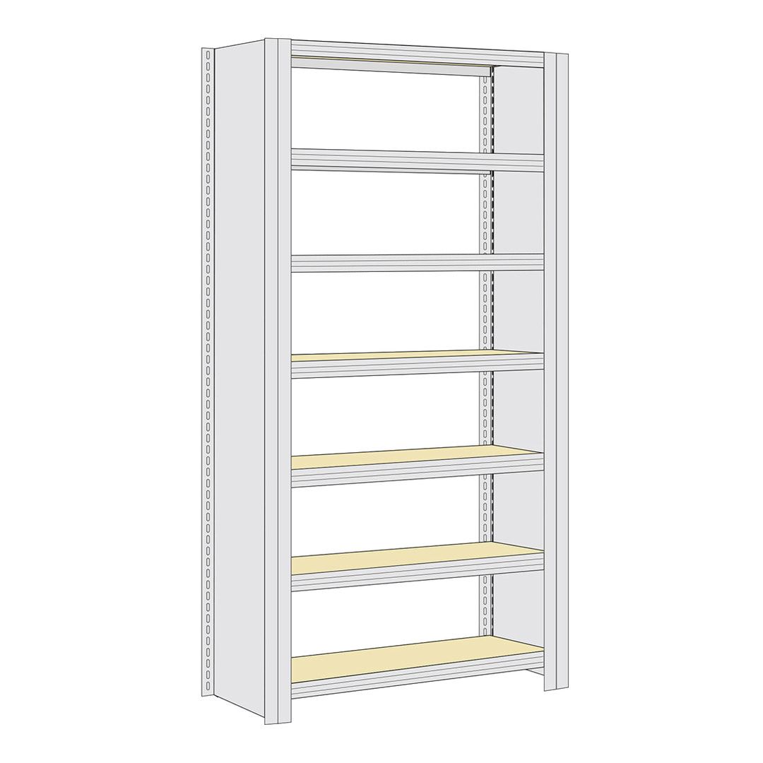 Archivregal mit Holzböden - Seitenwand - 6 Ebenen - 250 kg - 2.075 x 1.005 x 300 mm (HxBxT) - Anbauregal - verzinkt - Steckregal BERT