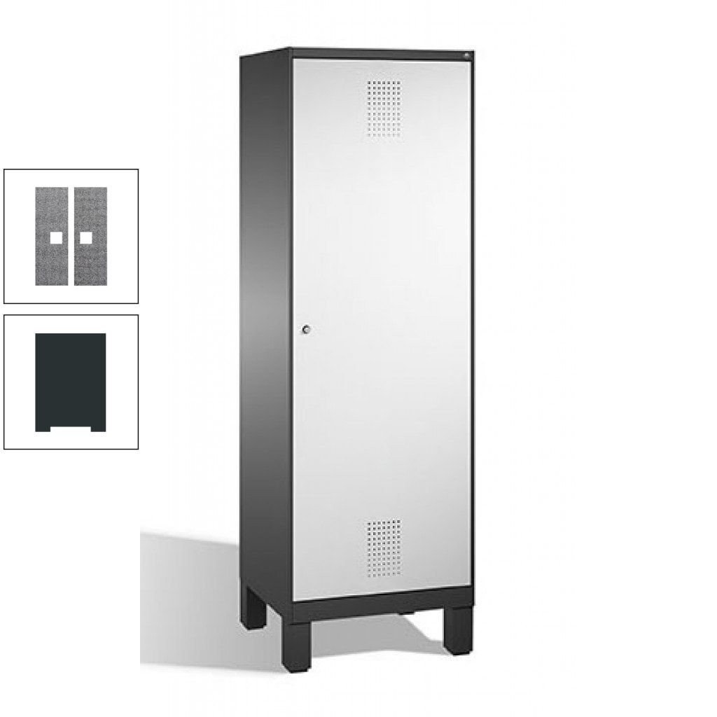 Doppel-Spind, Garderobenschrank, 1 Tür für 2 Abteile a 300 mm, Korpus anthrazitgrau, Türen anthrazitgrau, 1.850 x 600 x 500 mm (HxBxT)