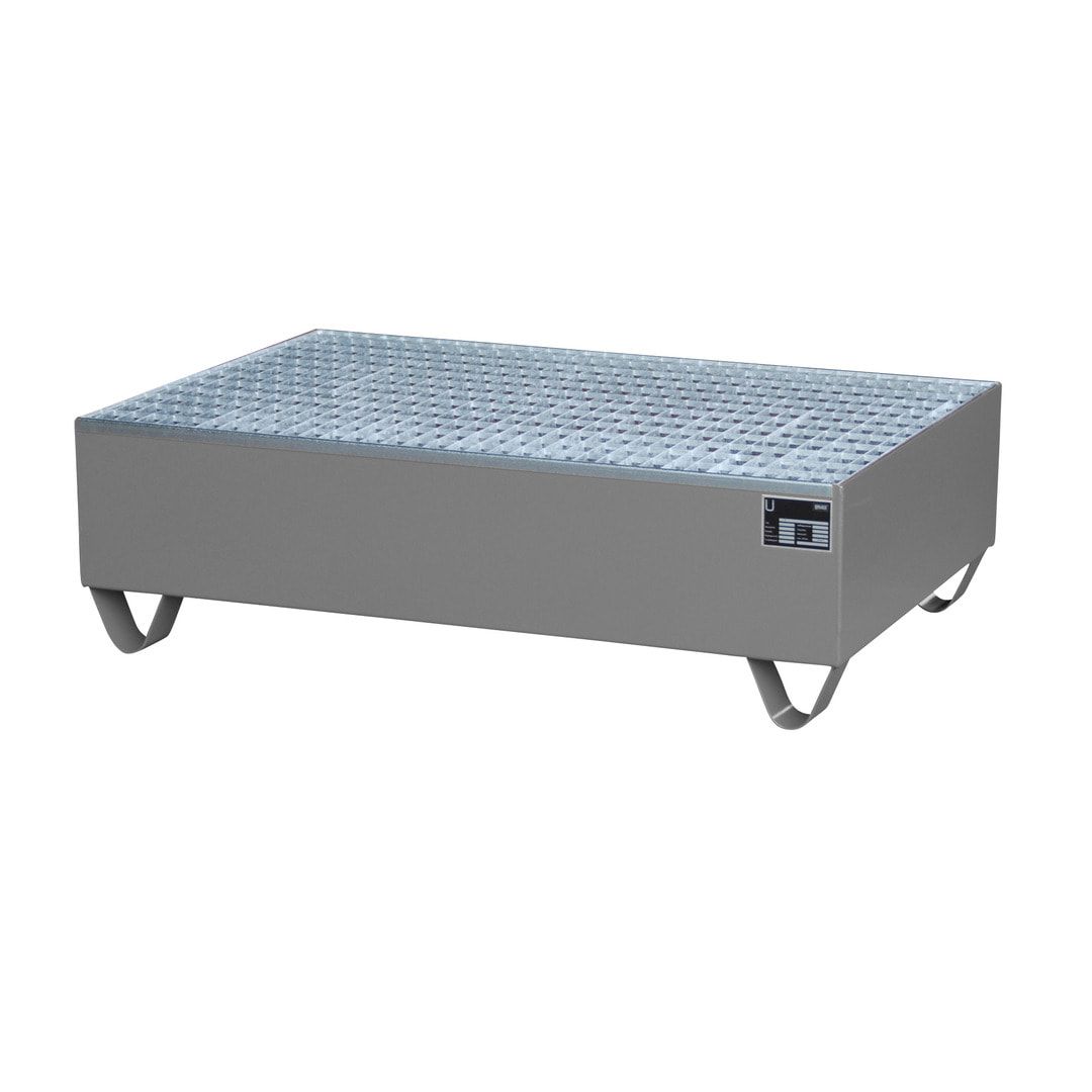 Auffangwanne - 1.200 x 800 mm (BxT) - 215 l - Füße - Gitterrost - feuerrot