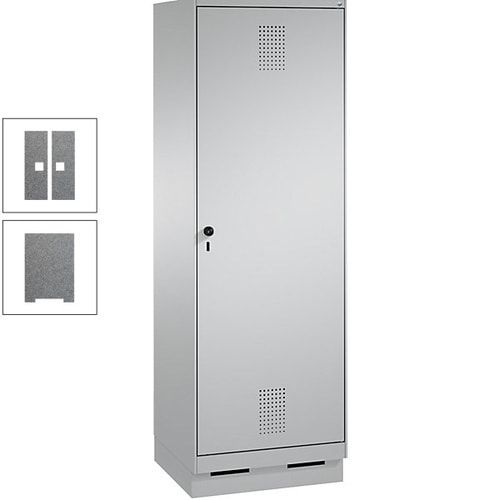 Doppel-Spind, Garderobenschrank, 1 Tür für 2 Abteile a 300 mm, Korpus anthrazitgrau, Türen anthrazitgrau, 1.800 x 600 x 500 mm (HxBxT)