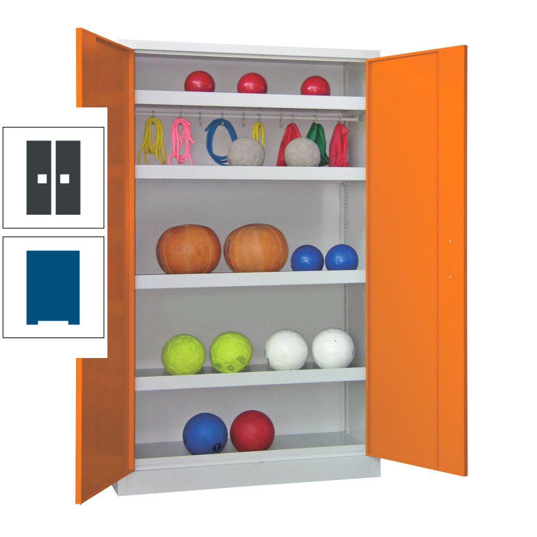 Ballschrank - Vollblechtüren - 4 Böden - 1 Hakenleiste - 1.950x1.200x500 mm (HxBxT) - anthrazitgrau