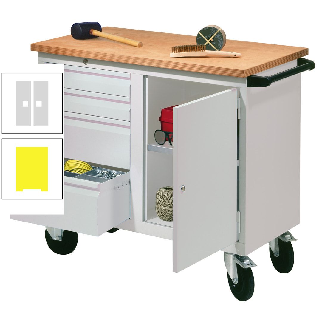 Mobile Werkbank - Werkstattwagen - 915 x 1.090 x 600 mm - 4 Schubladen und Schrankfach - anthrazitgrau