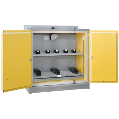 Lithium-Ionen Akku Ladeschrank Basic Charge EI 90 Kompakt mit Steckdosenleisten, Aerosol-Löschgenerator, Sicherheitsschrank, 1.222 x 1.148 x 591 mm