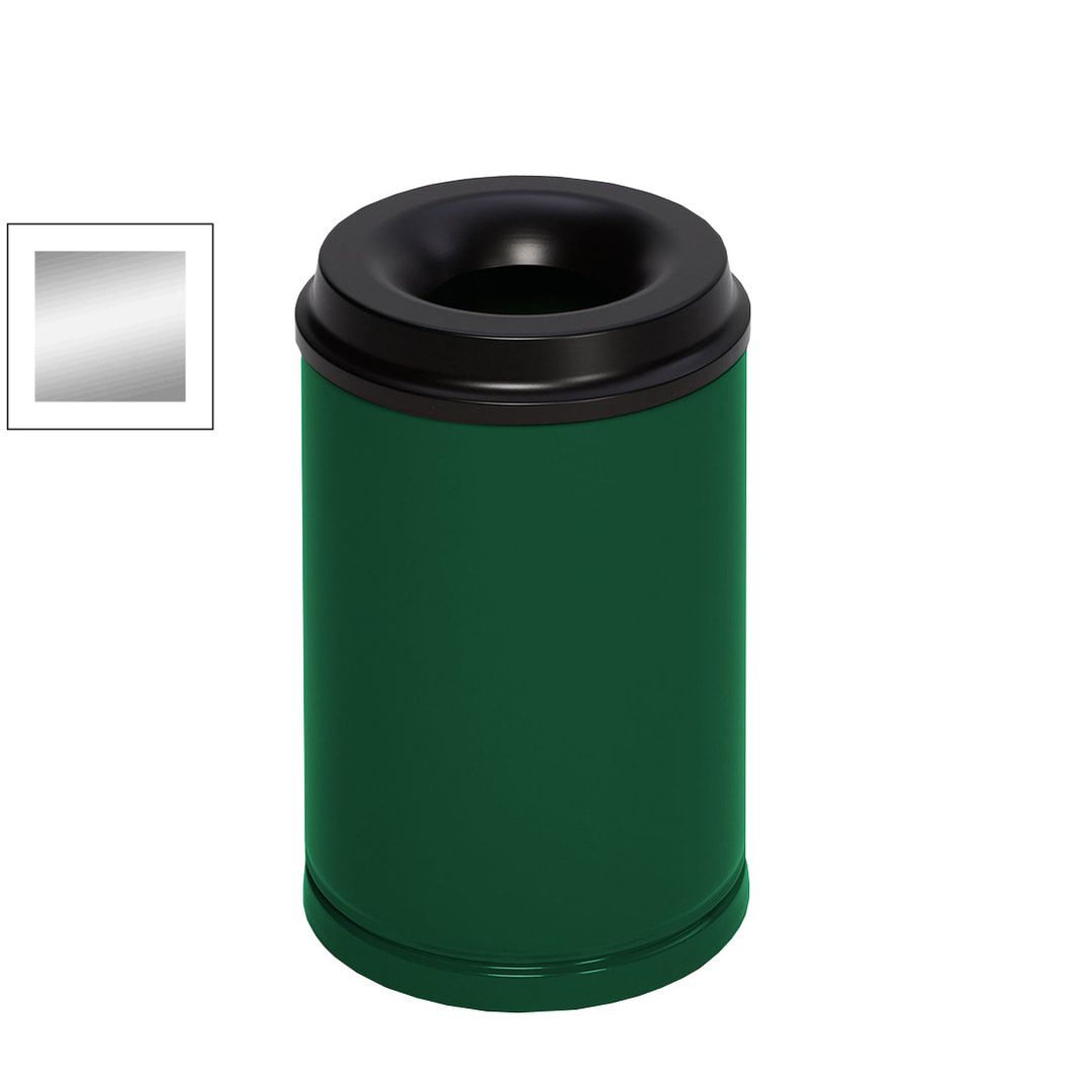 Edelstahl Papierkorb - feuersicher - Volumen 15 l - 370 x 250 x 250 mm (HxBxT) - 3 kg