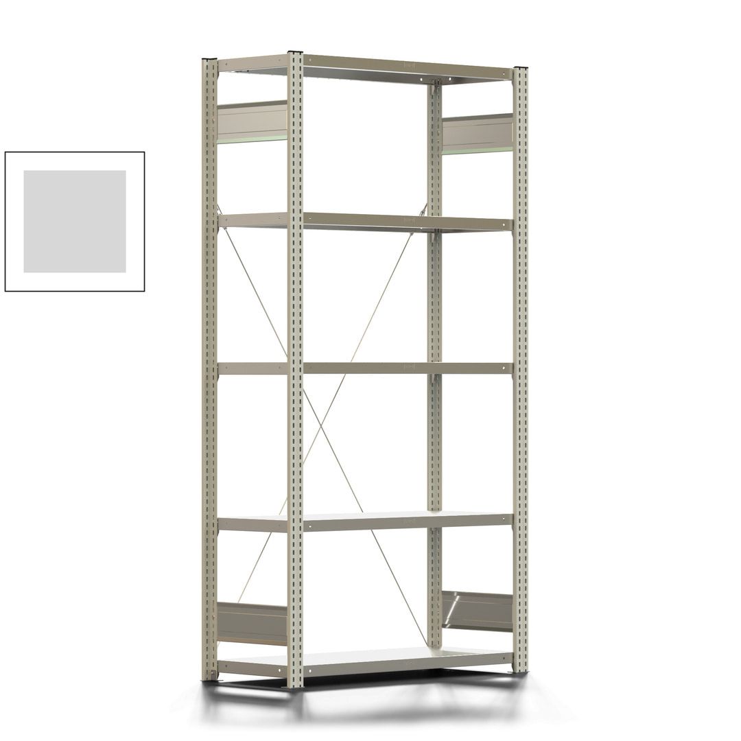 Fachbodenregal mit Tiefenriegel - 350 kg - 2.000 x 1.005 x 426 mm (HxBxT) - Anbauregal - 5 Böden - enzianblau - Lagerregal - Steckregal BERT