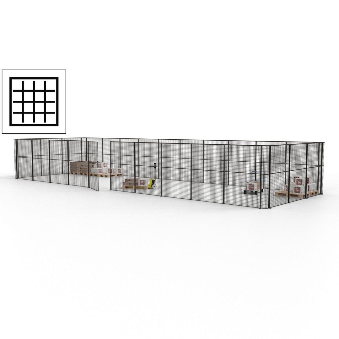 Maschinen Schutzgitter - Hallentrennwand - Sicherheitszaun - Tür - 39 m - 2.200 x 15.400 x 4.900 mm (HxBxT) - enzianblau