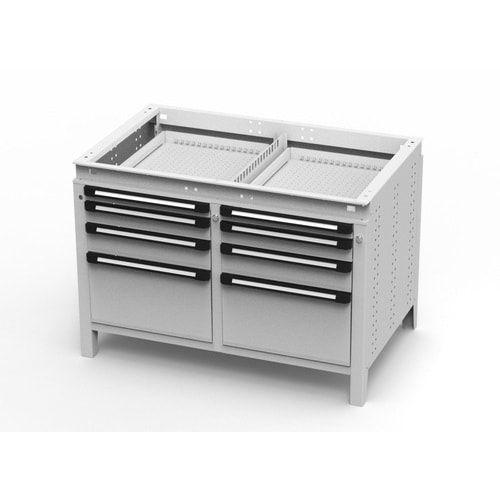 OTTOKIND Werkbank - bündige Arbeitsplatte - 850 x 1.150 x 750 mm (HxBxT) - 8 Schubladen - lichtgrau