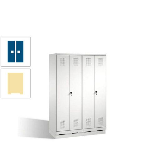 Doppel-Spind, Doppeltüren, Garderobenschrank mit Sockel, 4 Abteile a 300 mm, Korpus anthrazitgrau, Tür anthrazitgrau, 1.800 x 1.200 x 500 mm (HxBxT)