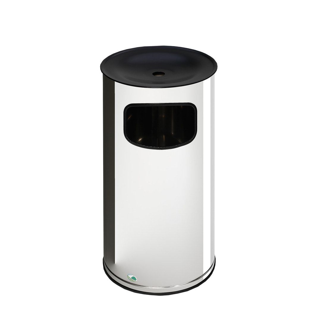 Abfallsammler - schwarzer Ascheraufsatz - rund - Volumen 44 l - 710 x 355 x 355 mm (HxBxT) - Edelstahl