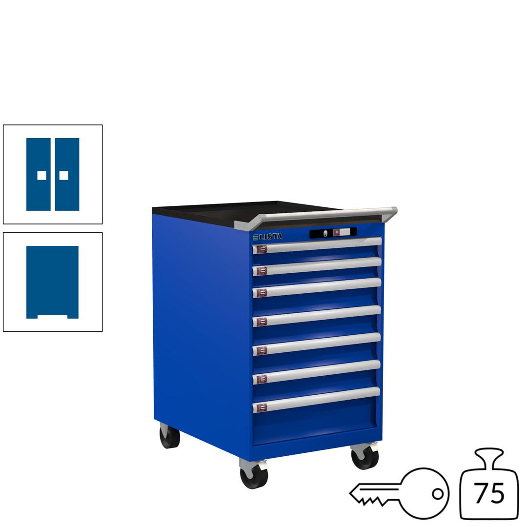 Lista Schubladenschrank - 14.373.010 - 990 x 564 x 725 mm (HxBxT) - 7 Schubladen - 75 kg - Key Lock - lichtblau (RAL 5012)