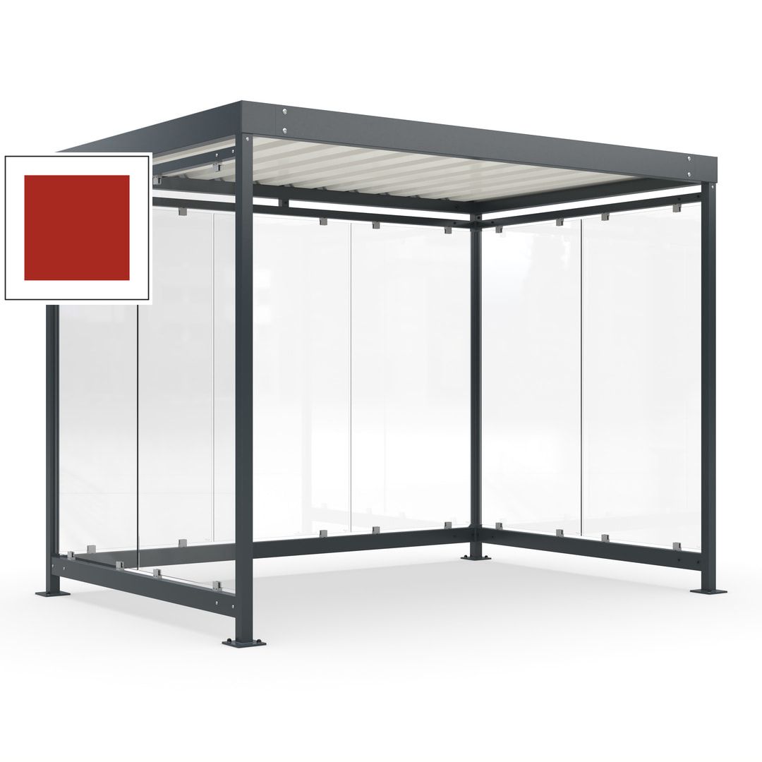 Raucherunterstand, Bausatz, Fahrgastunterstand, Bushaltestelle, 2.510 x 3.180 x 2.165 mm (HxBxT), 7 Wände, Achatgrau