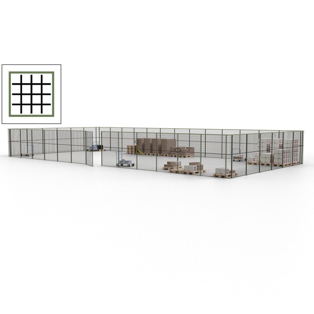 Maschinen Schutzgitter - Hallentrennwand - Sicherheitszaun - Tür - 57 m - 2.200 x 19.900 x 9.400 mm (HxBxT) - enzianblau