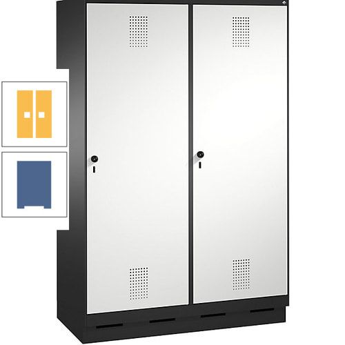 Doppel-Spind, Garderobenschrank, 2 Türen für 4 Abteile a 300 mm, Korpus anthrazitgrau, Türen anthrazitgrau, 1.800 x 1.200 x 500 mm (HxBxT)