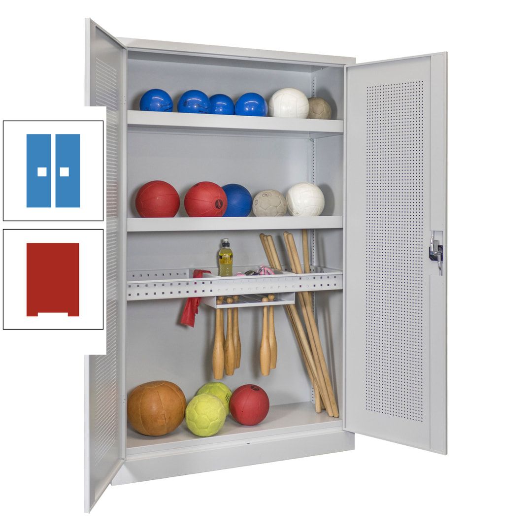 Sportschrank - Lochfeldtüren - Variante 2 - 1.950x1.200x500 mm (HxBxT) - anthrazitgrau