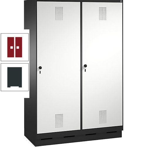 Doppel-Spind, Garderobenschrank, 2 Türen für 4 Abteile a 300 mm, Korpus anthrazitgrau, Türen anthrazitgrau, 1.800 x 1.200 x 500 mm (HxBxT)