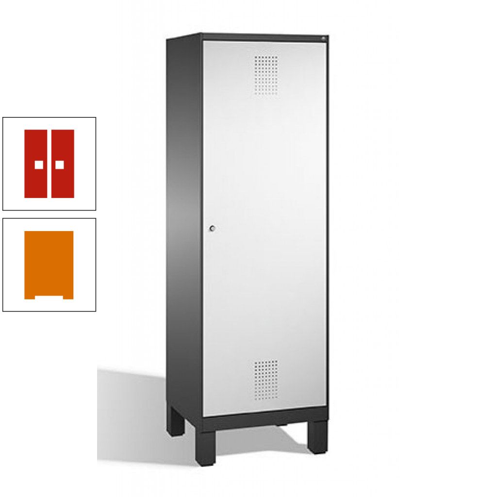 Doppel-Spind, Garderobenschrank, 1 Tür für 2 Abteile a 300 mm, Korpus anthrazitgrau, Türen anthrazitgrau, 1.850 x 600 x 500 mm (HxBxT)