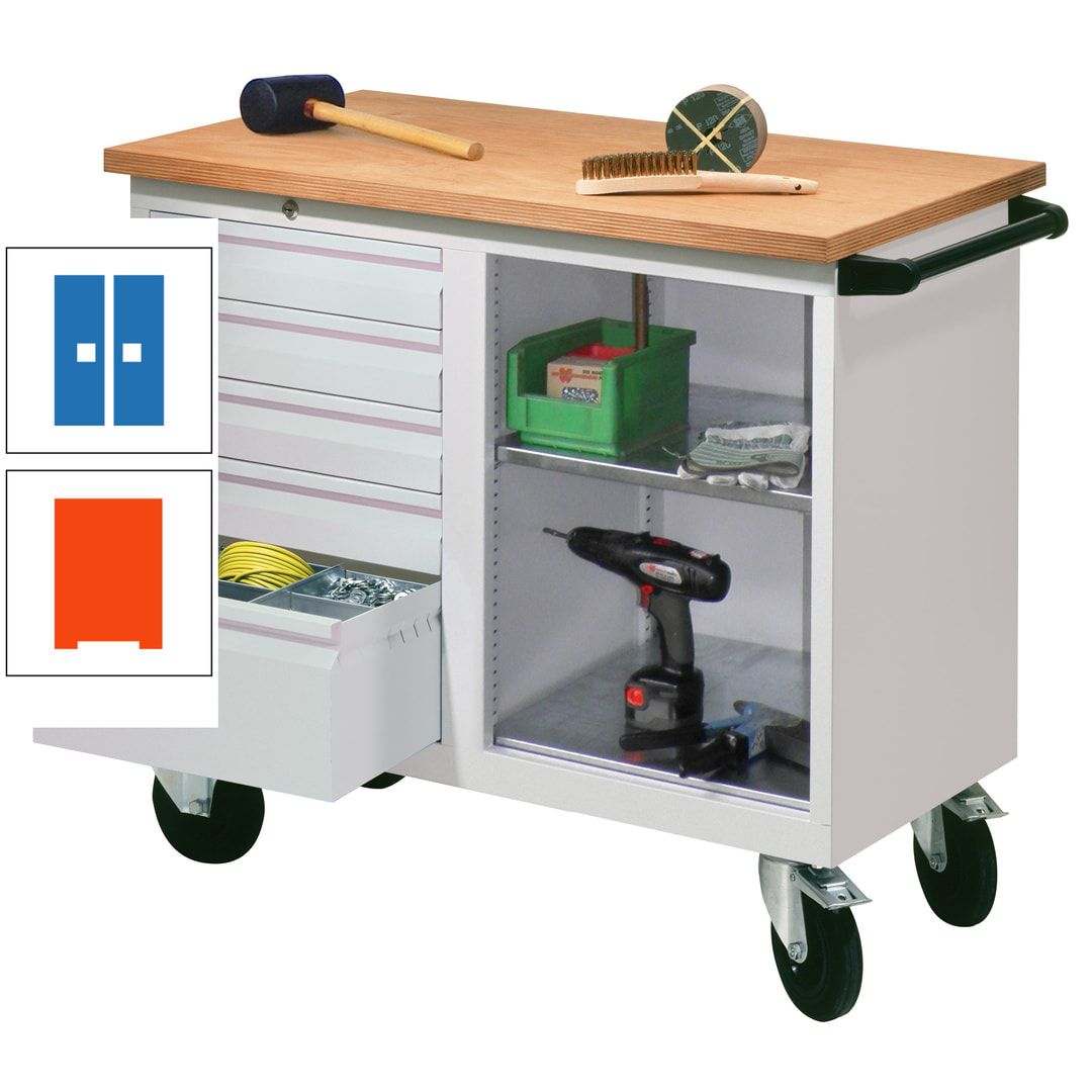 Mobile Werkbank - Werkstattwagen - 915 x 1.090 x 600 mm - 5 Schubladen und Ablagefach - anthrazitgrau