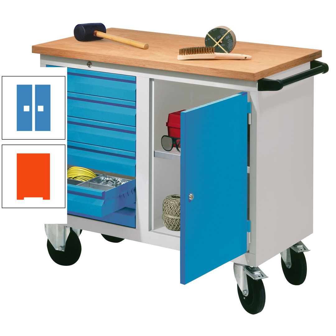 Mobile Werkbank - Werkstattwagen - 915 x 1.090 x 600 mm - 6 Schubladen und Schrankfach - anthrazitgrau