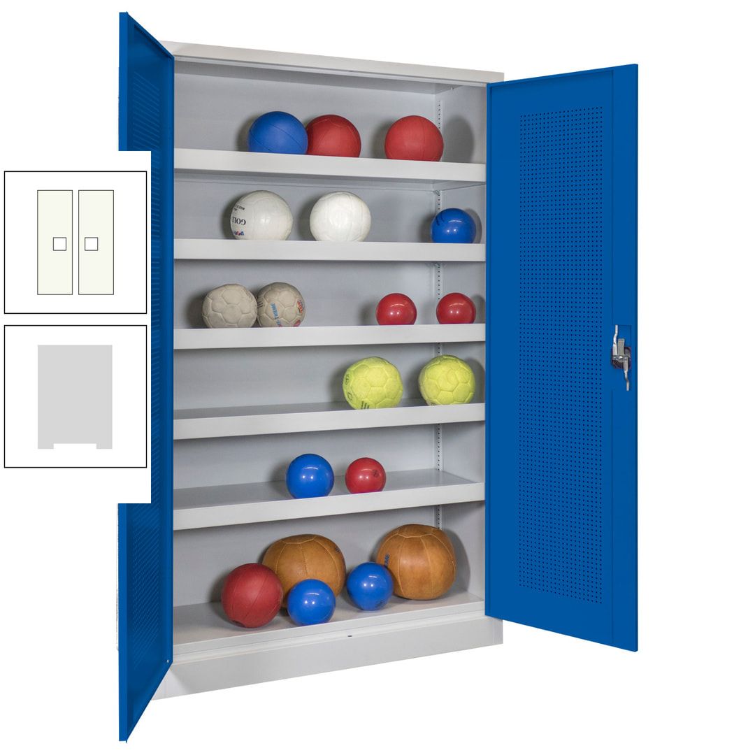 Ballschrank - Lochfeldtüren - 5 Böden - 1.950x1.200x500 mm (HxBxT) - anthrazitgrau