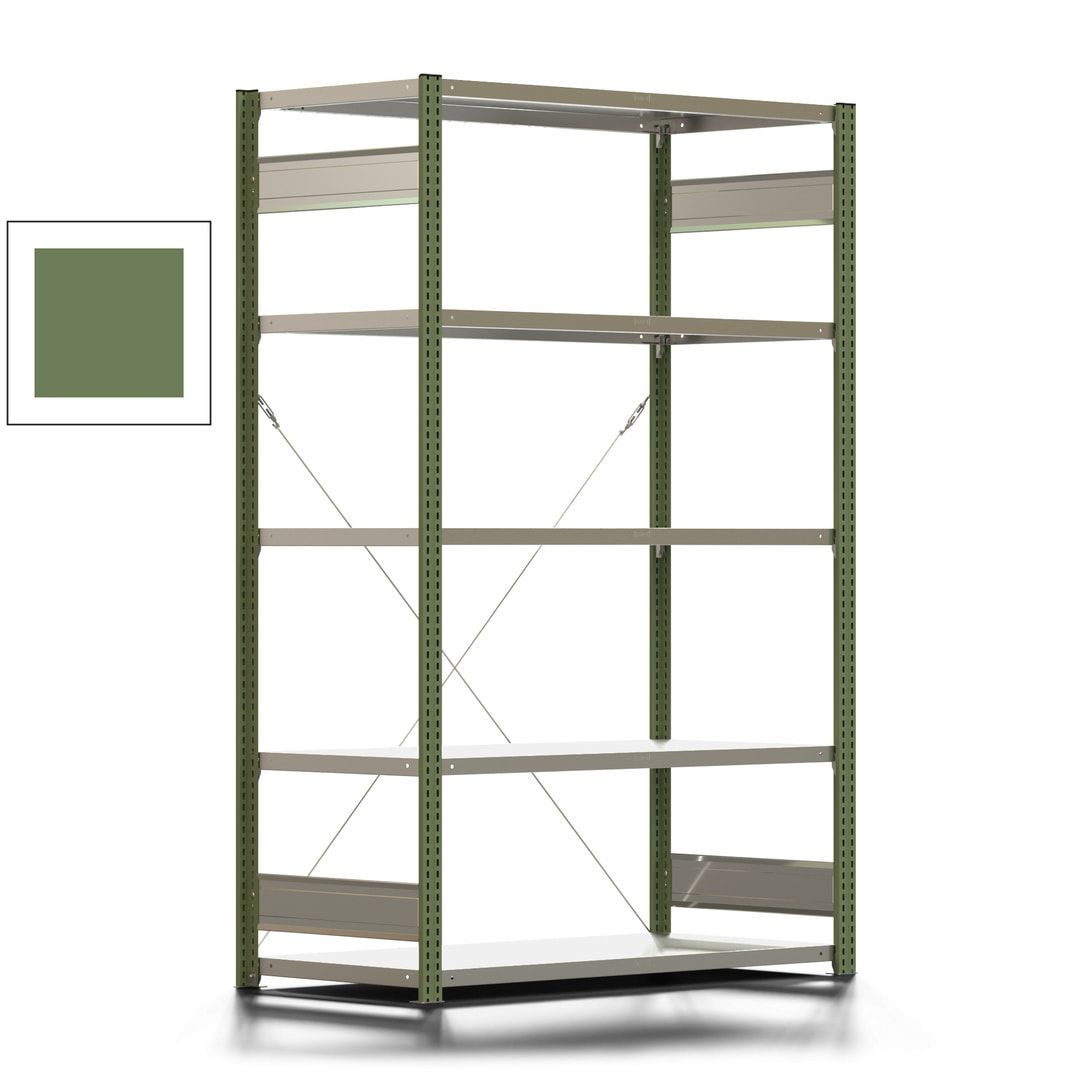 Fachbodenregal mit Tiefenriegel - 150 kg - 2.000 x 1.285 x 600 mm (HxBxT) - Anbauregal - Rahmen enzianblau - Böden verzinkt - BERT
