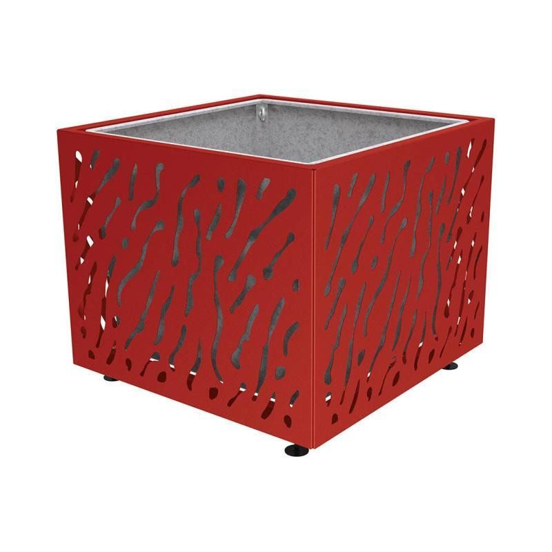 Pflanzbehälter, Stahlblech fvz, einfarbig, innen feuerverzinkt mit Verladungsgriffen, verstellbare Füße, 870 x 990 x 990 mm (HxBxT), enzianblau