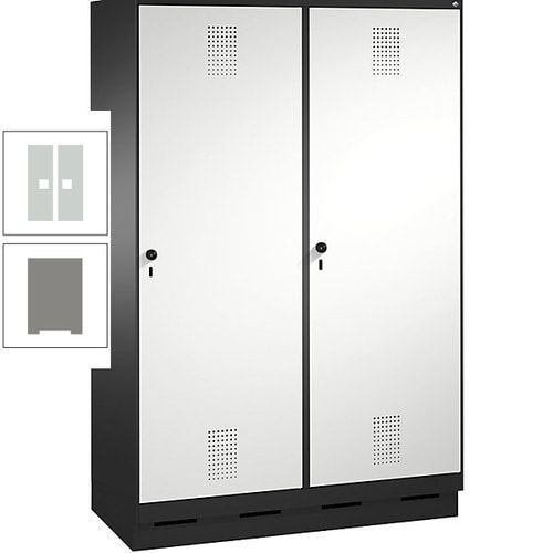 Doppel-Spind, Garderobenschrank, 2 Türen für 4 Abteile a 300 mm, Korpus anthrazitgrau, Türen anthrazitgrau, 1.800 x 1.200 x 500 mm (HxBxT)