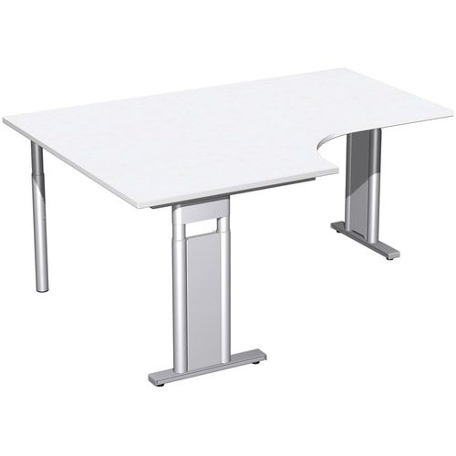 Eckschreibtisch, Eckteil 800 mm, links, Füße einseitig verkürzt, C-Fuß Pro, höhenverstellbar, 680-820 x 1.600 x 1.200 mm (HxBxT), Dekor Ahorn