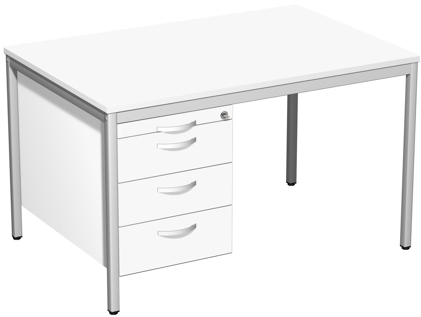Schreibtisch 4-Fuß Eco - Hängecontainer - 4 Schubfächer - abschließbar - 720 x 1.200 x 800 mm (HxBxT) - Gestell lichtgrau - Ahorn